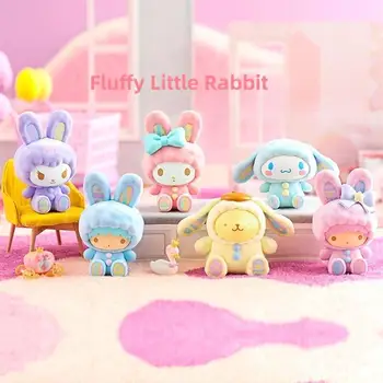 Серия Sanrio Blind Box Rabbit Flocking аниме-трендовые игрушки Cinnamoroll Kurumi, мини-фигурки, украшения, подарки на день рождения