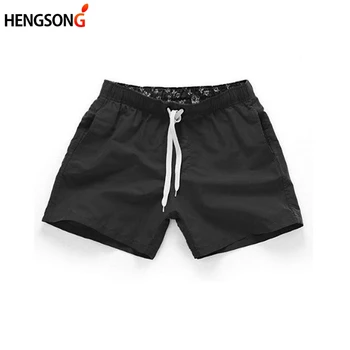 Летние Мужские трусы Hengsong, пляжные короткие брюки со средней талией, прямые шорты для серфинга на шнурке, мужские трусы четырех цветов S-2Xl