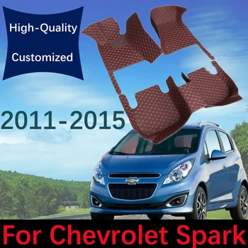 Изготовленные на заказ кожаные автомобильные коврики для Chevrolet Spark Holden Barina 2011-2015 Автомобильные ковровые покрытия Подушечки для ног Аксессуары для интерьера