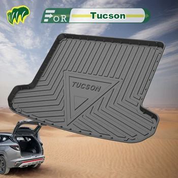 Для Hyundai Tucson L 21 22 2015-2023, Коврик для багажника автомобиля, изготовленный на заказ, всесезонный Черный грузовой коврик, 3D-образные вкладыши для багажника, измеренные лазером