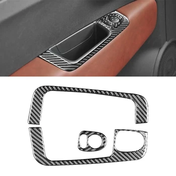 Наклейка для отделки крышки оконного выключателя Для Fiat 500 2012-2015 Мягкое углеродное волокно