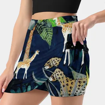 Дизайн женской юбки в стиле джунглей, эстетичные юбки, Новые модные короткие юбки, Джунгли Африки, Тропические жирафы, Туканы, Зебры