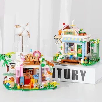 Игрушка для творчества из серии Town Street View Architecture Цветочный магазин 3D Модель DIY Алмазный строительный блок Кирпич