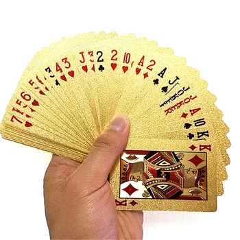 Прочные Водонепроницаемые Игральные карты Набор для покера из золотой фольги Пластиковая Подарочная коллекция для покера Настольные Игры