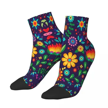 Otomi Embroidery Носки до щиколотки с вышивкой цветов Мужские Женские Весенние Чулки в стиле хип-хоп