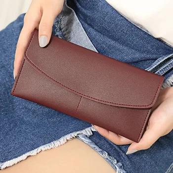 Новый женский кошелек в корейском стиле, простой длинный кошелек из мягкой кожи, большой кошелек, простая модная сумка для карт