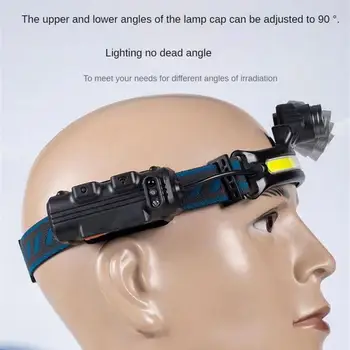 Новый 2021 USB Перезаряжаемый 6 Режимов Индукционный Налобный Фонарь XPG + COB LED Head Lamp со Встроенным Аккумулятором Фонарик