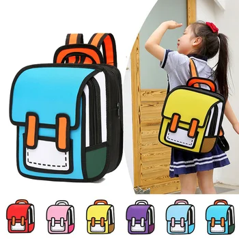 Двухмерный мультяшный школьный ранец для мальчиков и девочек 1-2 классов из ткани Оксфорд, водонепроницаемый рюкзак для начальной школы, сумка для книг