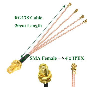 Удлинительный Коаксиальный Соединительный кабельный разветвитель RG178 IPEX для SMA UFL / u.FL / IPX /IPEX, Радиочастотный Коаксиальный Адаптер В Сборе С Косичкой