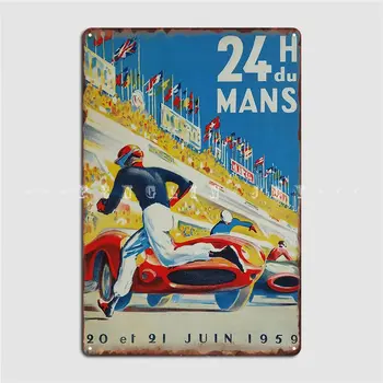 24 Heures Du Mans 1959 Плакат Металлическая Табличка Украшение Стены Паба Клубный Бар Настенный Декор Жестяная Вывеска Плакат