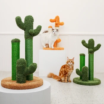 Быстрая доставка из США, кактусовое кошачье дерево, 2 размера, 2 цвета, натуральная сизалевая подставка для котенка, лазающего по кошачьему дереву, прочные игрушки-когтеточки