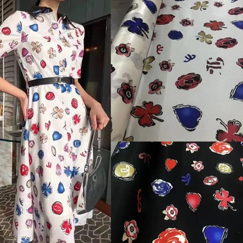 Модная Эластичная Шелковая Ткань С Принтом Алфавита, Высококачественная Блузка, Платье, Швейная Ручная Работа, Ткань Шириной 1,4 м, Alibaba Express FR