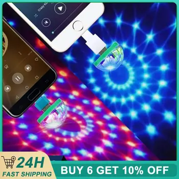Эффект освещения сцены с кристаллами USB, Мини-красочная светодиодная лампа для мобильного телефона, портативное освещение атмосферы диско-шара для вечеринки