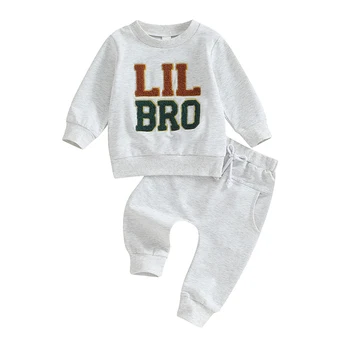 Одежда для маленьких Мальчиков Big Lil Bro, Топы С длинными Рукавами, Брюки, Одинаковые Комплекты Для Братьев