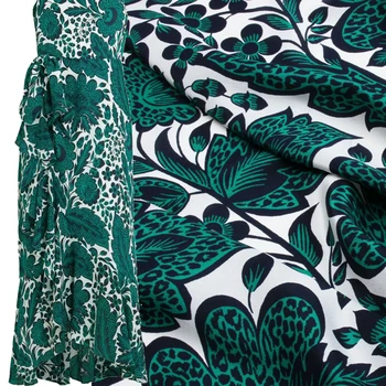 Шелковая ткань с цифровой печатью бренда зеленая шелковая крепдешиновая ткань 16 Mummi high fashion dress shirt fabric