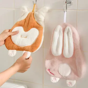 Полотенце для рук с кроликом, Маленькое Полотенце, Милое впитывающее Полотенце для кухни и ванной, Утолщенный Носовой платок из кораллового Бархата, Детские салфетки