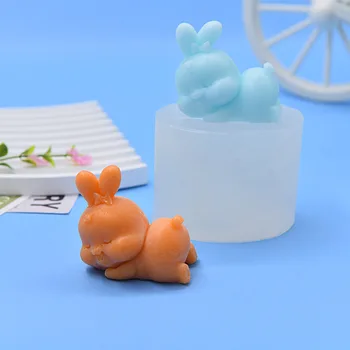 Силиконовая форма с милым кроликом, инструменты для украшения торта с помадкой в виде кролика, форма для выпечки шоколадных десертов, форма для ароматерапевтических свечей