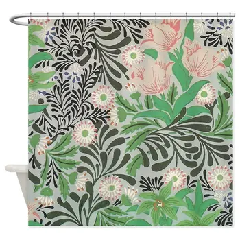 Дизайн Занавески для душа из Декоративной ткани William Morris с Цветами и Листьями