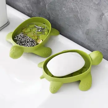 Коробка для мыла В форме милой черепахи, лоток для сливного мыла, Противоскользящий лоток для хранения в ванной, Принадлежности для домашней кухни