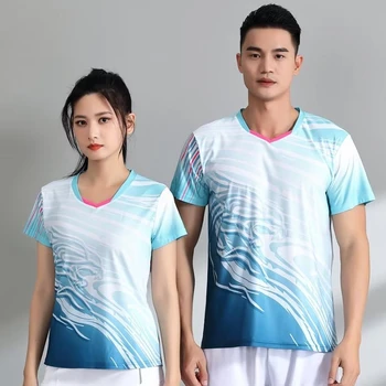 Быстросохнущая Летняя футболка для бадминтона, Джерси для настольного тенниса для мужчин и женщин, Новинка 2023 года в футболках для пинг-понга, теннисной волейбольной форме, топах