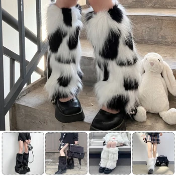 Женские гетры из искусственного меха Y2K Jk Boots, Чулки для девочек, чехол для ботинок в стиле Лолита Панк, Меховые чехлы для ног Harajuku