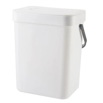 Мусорное ведро для компоста на кухне объемом 1,3 галлона, мусорное ведро с крышкой под раковиной, мусорное ведро для пищевых отходов, маленькое и легкое мусорное ведро для ванной, белое
