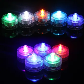 2x Электрическая аквариумная атмосферная лампа RGB LED Чайная свеча 3 см Мини плавающие лампы для ванны Освещение свадебной вечеринки своими руками