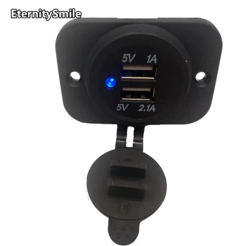 3.1A Двойной USB Порт Зарядное Устройство Розетка водонепроницаемая крышка 12V LED передача тока 5V 1A 2.1A с монтажной панелью
