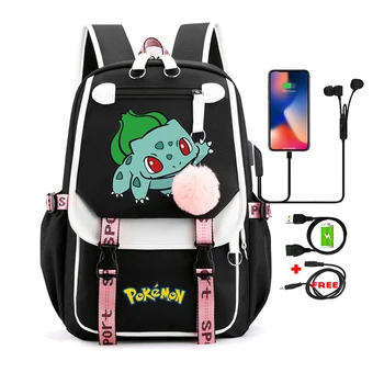 Рюкзак Pokemon Go для девочек мальчиков студентов подростков Школьные сумки Пикачу через плечо Большой лоскутный мультяшный рюкзак для ноутбука Mochilas