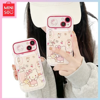 Miniso Hello Kitty Розовый Iphone 15Promax Kawaii 14Pro Мультфильм 13/12/11, все включено, чехол для девочек, подарок на день рождения