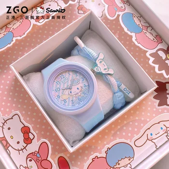 Новые оригинальные детские часы Sanrio для девочек, милые кварцевые часы с кобрендовой собачкой, водонепроницаемые студенческие кварцевые часы для девочек