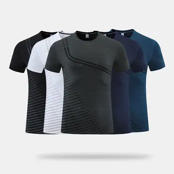 Спортивная футболка с короткими рукавами, мужская Летняя одежда для бега 2023, быстросохнущая одежда для фитнеса, тренировочный костюм для фитнеса