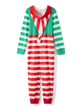 Рождественский комбинезон для взрослых для женщин, пижама, комбинезон с капюшоном на молнии с длинным рукавом, праздничный костюм