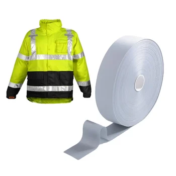 Изделие по индивидуальному заказу, долговечное в использовании, Светоотражающая лента серебристого цвета для защитных жилетов и курток