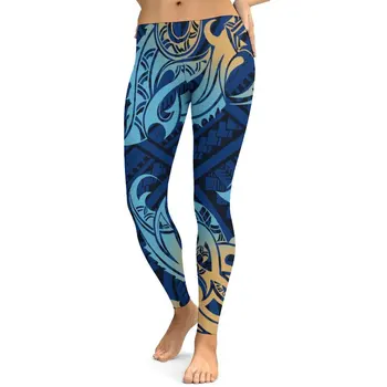 Винтажные брюки с 3D-принтом Pacific Island, штаны для йоги Four Seasons, универсальная быстросохнущая ткань, изготовленный на заказ полинезийский художественный узор