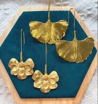 Винтажные золотые серьги в виде листьев гинкго для женщин, вечерние повседневные украшения