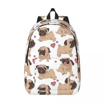 Школьная сумка, студенческий рюкзак, забавные мультяшные мопсы, щенки, Собаки, рюкзак на плечо, Сумка для ноутбука, школьный рюкзак