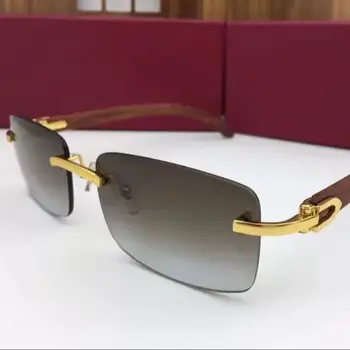 Модные солнцезащитные очки 2023 года, мужские и женские, роскошный бренд, дизайнерские классические квадратные солнцезащитные очки на деревянной ножке, мужские и женские