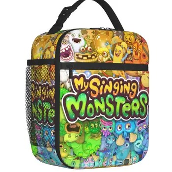 My Singing Monsters Термоизолированная сумка для ланча, Мультяшная аниме-игра, Портативный контейнер для ланча, Многофункциональная коробка для еды