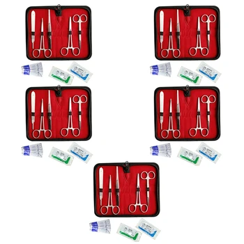 5-кратный набор для наложения швов, учебные инструменты со скальпелями для студентов ветеринарных, биологических и анатомических лабораторий