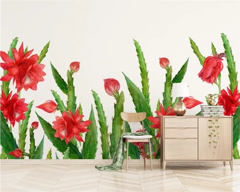 Beibehang Обои на заказ Ручной работы, Пасторальные растения, Цветы, Кактус, Фон для телевизора, Настенные Декоративные картины, 3D обои
