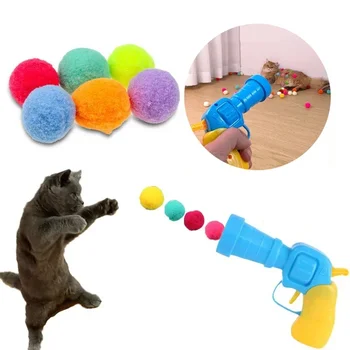Креативные Интерактивные Плюшевые игрушки-мячи для кошек, мини-помпоны, Игры, Интерактивное обучение запуску Котят, Принадлежности для домашних животных, Аксессуары