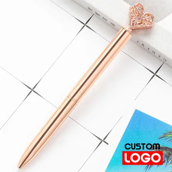Новая креативная металлическая вращающаяся шариковая ручка, полая любовная пара, Фирменная ручка с пользовательским логотипом, текстовыми надписями, Подарочная ручка для девочек