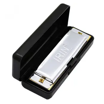 Серебристый 10-луночный 20-тональный блюзовый ключ для губной гармоники ofC с черным ящиком для хранения