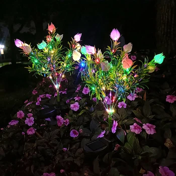 Солнечные цветы на садовой лужайке, фонари IP65, Водонепроницаемый Солнечный свет на улице, цветные лампы для дорожек во внутреннем дворике, праздничный декор.