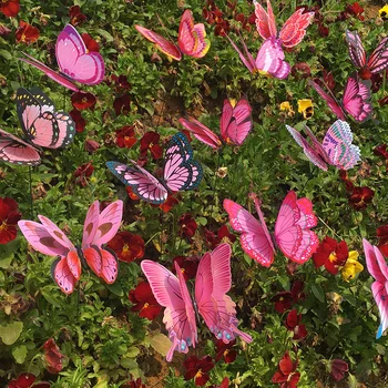 10шт Имитация бабочки 3D Двухслойные Крылья Бабочка фарфалле декоративное Украшение для дома и сада Цветок в горшке Borboleta