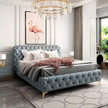 Мебель для спальни итальянская роскошная кожаная кровать свадебная вилла современная кожаная кровать на молнии Французская двуспальная кровать