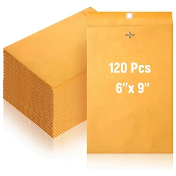 Конверты с застежкой размером 6 х 9 дюймов с клеевой печатью, небольшие почтовые конверты с застежкой, изготовленные из крафт-бумаги весом 28 фунтов, прочные в упаковке 120 штук