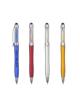 Шариковая ручка-стилус с цветным кристаллом, ручка с сенсорным экраном для телефона и планшета, персонализированный рекламный логотип, подарочная ручка, Индивидуальная раздача Премиум