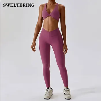 Бесшовный спортивный костюм, комплект для йоги, тренировочная одежда для женщин, спортивный бюстгальтер из 2 предметов, шорты с высокой талией, леггинсы для йоги, комплекты одежды для фитнеса
